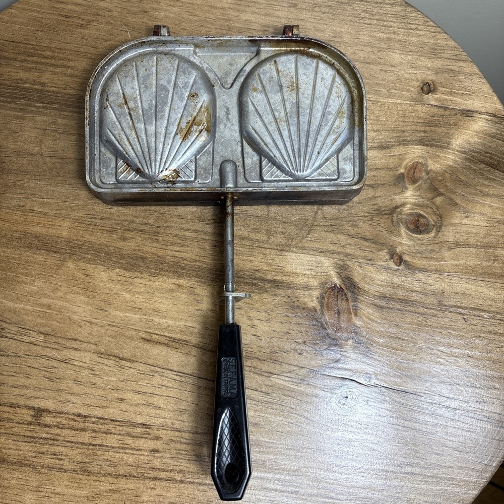 Vintage SEFAMA French Shell Sandwich Waffle Maker - Aluminum‎ Croque Monsieur